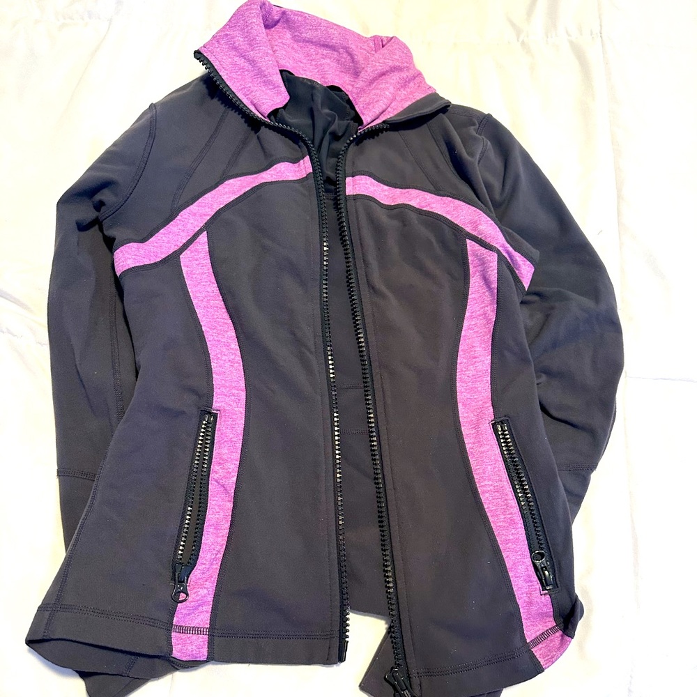 lulu define jacket dark gray and purple